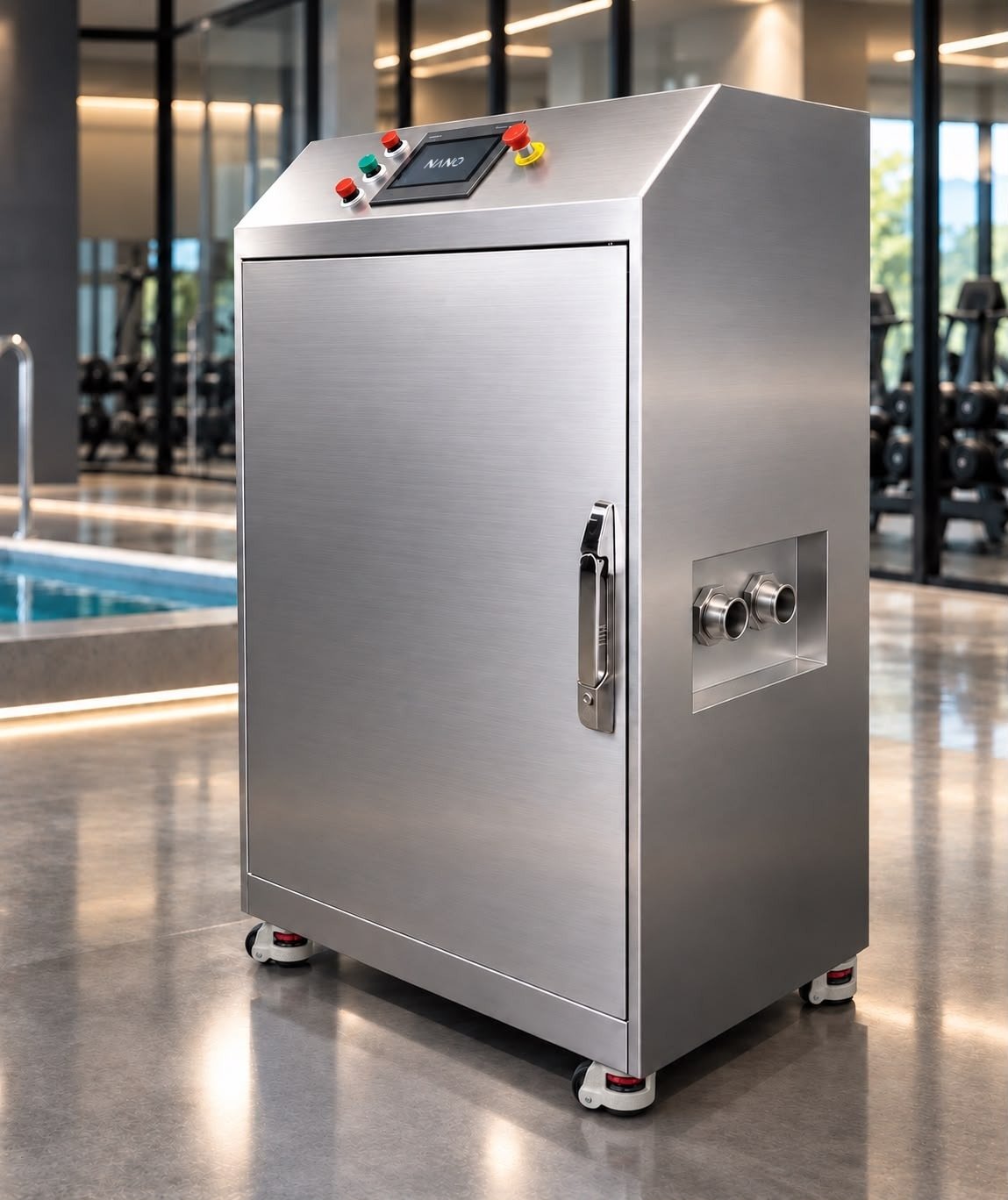 NANO Immersion Facility System cabinet beside a recovery pool